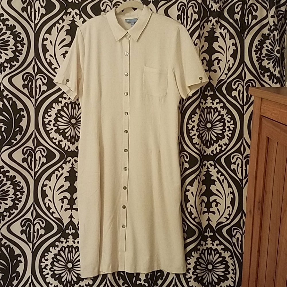 Linen- Blend Ivory Dress
